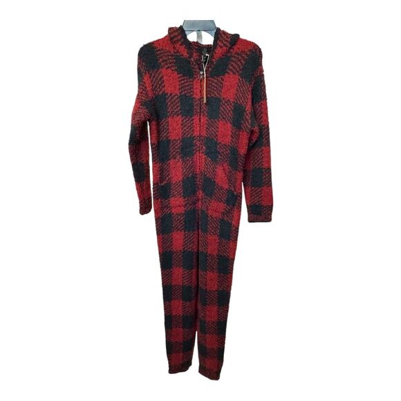 NWT ~ SKIMS Unisex Red Black Brick Buffalo Check Cozy Knit Onesie Size XXS/XS - Picture 4 of 7